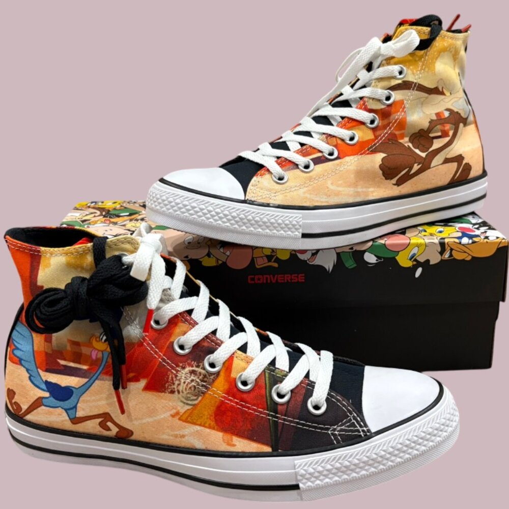Converse Looney Tunes Road Runner Wile E Coyote High Top Sneakers